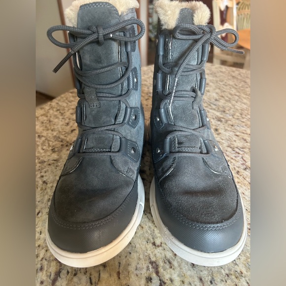 SOREL Explorer II Joan Faux Fur Waterproof Boots EUC SIZE 7 gray like new! - Picture 1 of 9